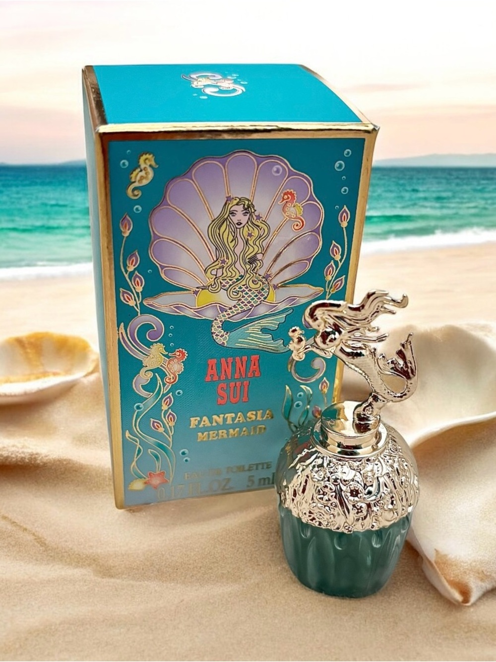 Anna Sui Fantasia Mermaid Mini Fragrance- teal and gold - Picture 4 of 5